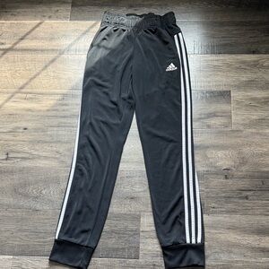 Adidas Kids Black Joggers with White Stripes